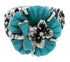 Southwest Turquoise Silver Flower Dragonfly Ring Size 4-3/4 EX23328